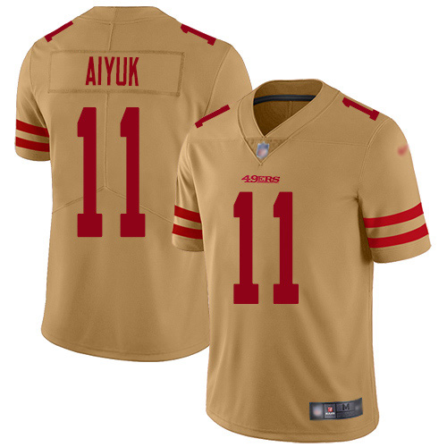 Nike 49ers #11 Brandon Aiyuk Gold Youth Stitched NFL Limited Inverted Legend Jersey